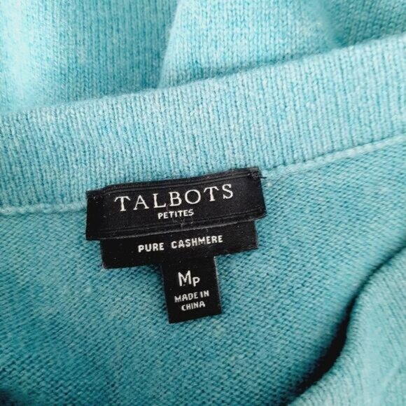 TALBOTS 100% Cashmere Sweater Crewneck Teal Blue Sz M P - Picture 6 of 7